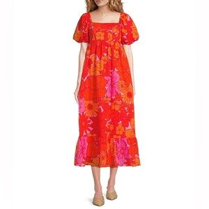J. Marie Pink And Orange Floral Long Dress Size Xs